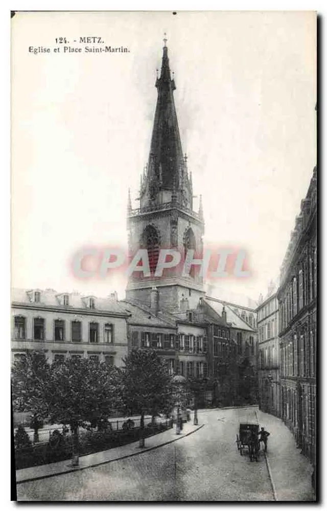 Metz - Kirche und Place Saint-Martin — Verlag E. Weber, Nr. 124 - Vorderseite