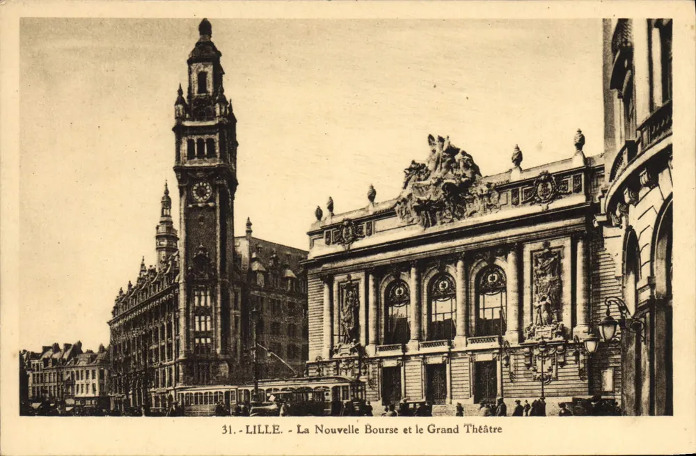 Lille - Die Neue Börse und das Grand Théâtre — Edition 'La Cigogne', 25, rue des Fossés - Vorderseite