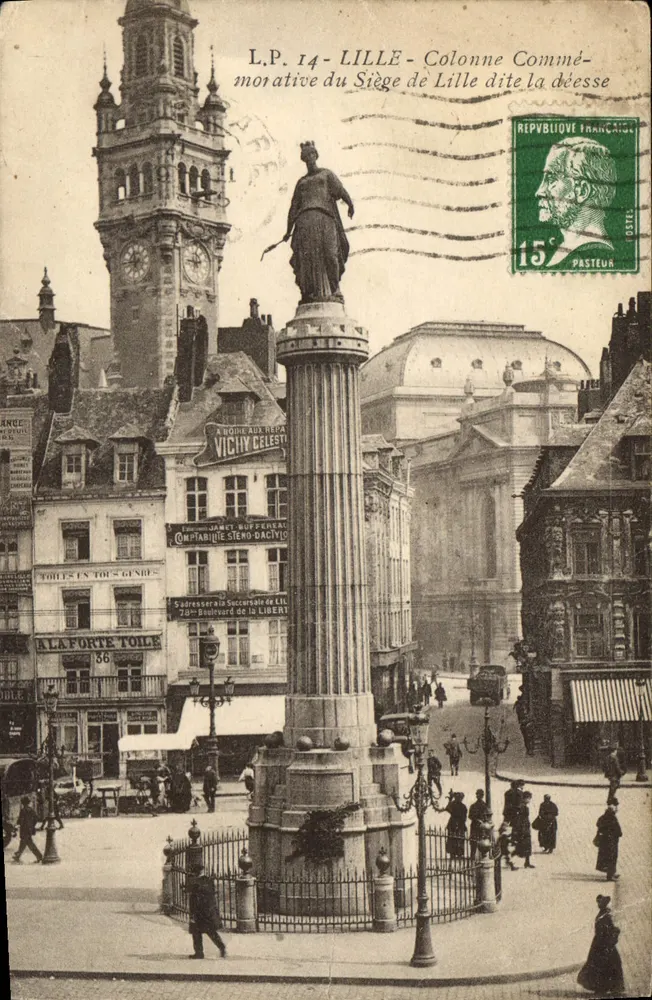 Lille - Colonne Commémorative du Siège de Lille dite la Déesse — L.P. 14, éditée par Jamet Buffereal - Recto