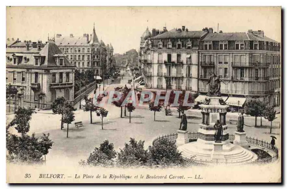 Belfort — A Praça da República e o Boulevard Carnot — LL. - Frente