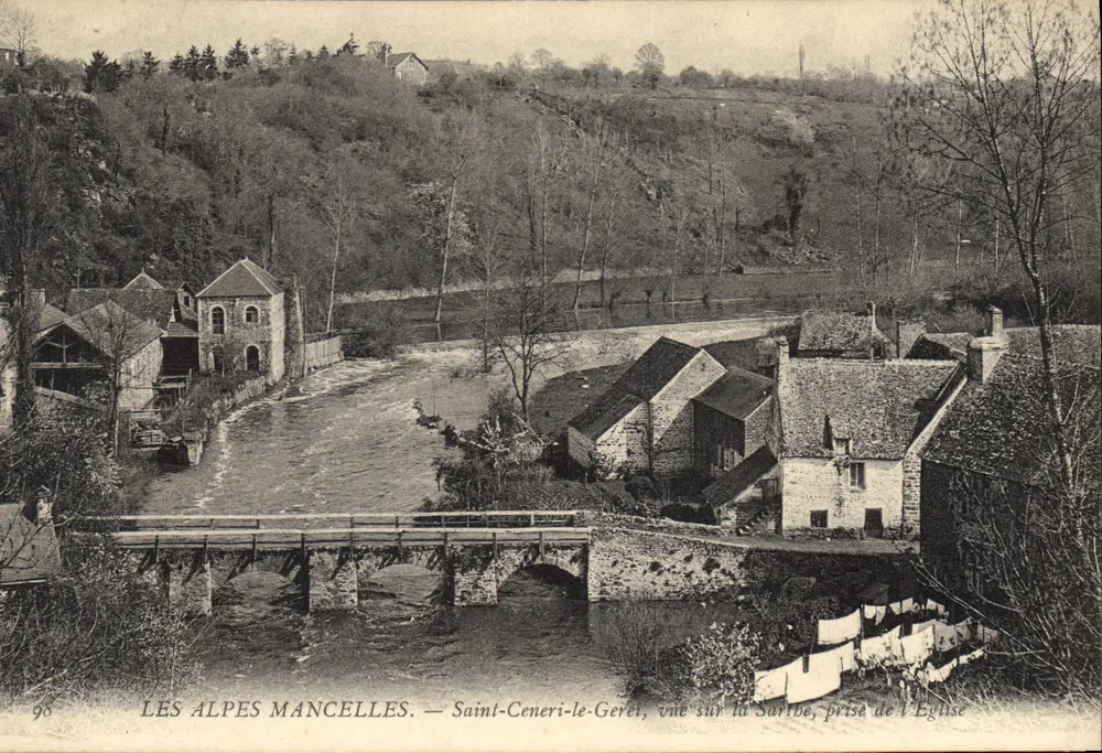 Saint-Ceneri-le-Geret — Blick über die Sarthe, aus der Kirche genommen — Les Alpes Mancelles, n°98 - Vorderseite