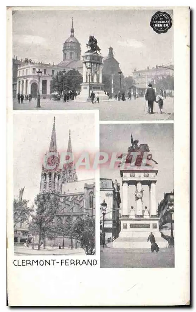 Clermont-Ferrand — vista da catedral e do monumento à República — Coleção Chocolat Menier - Frente