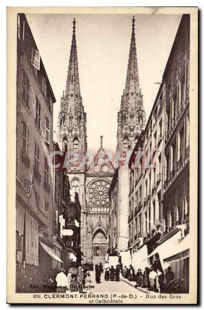 Clermont-Ferrand (P.-de-D.) — Rue des Gras et Cathédrale — Édite, Mauget et Duthelheim, n°206 - Recto