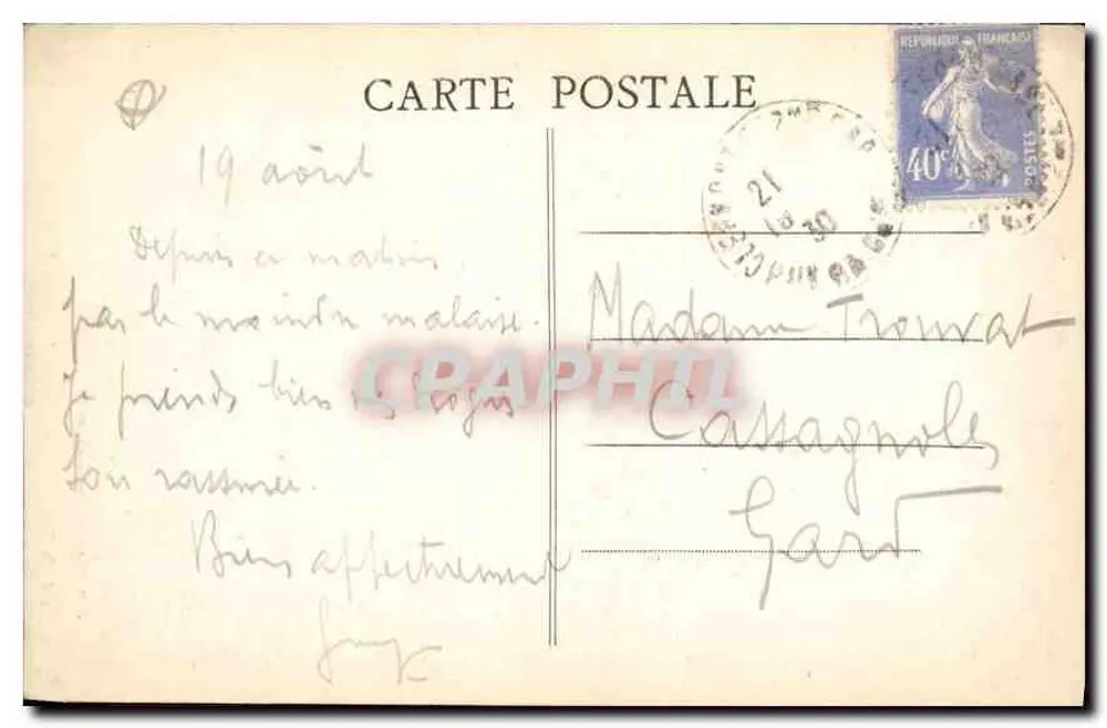 Clermont-Ferrand (P.-de-D.) — Rue des Gras et Cathédrale — Édite, Mauget et Duthelheim, n°206 - Verso