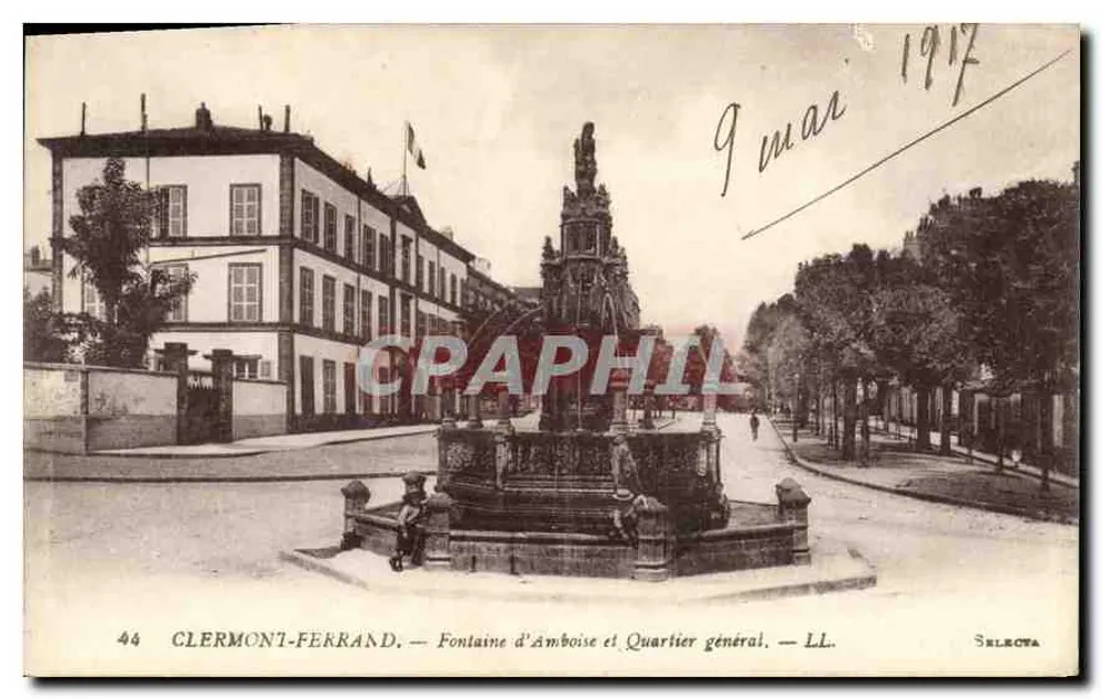 Clermont-Ferrand — Fontaine d'Amboise et Quartier général — LL. SELECTA - Recto