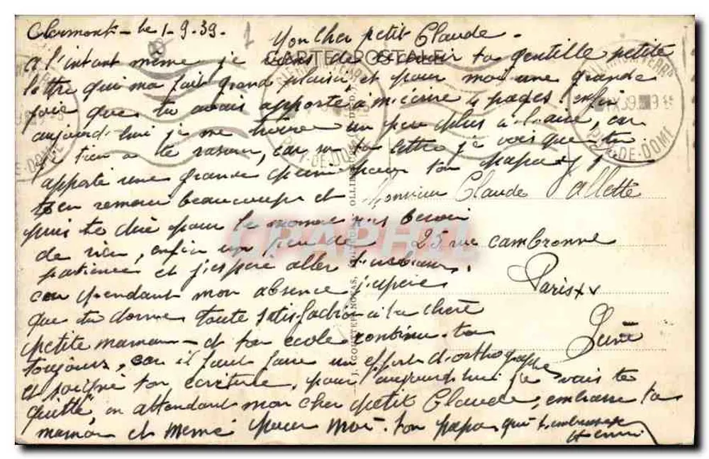 Clermont-Ferrand — Fontaine d'Amboise, Ornamentation italiana — G. D'O. 1060 - Verso
