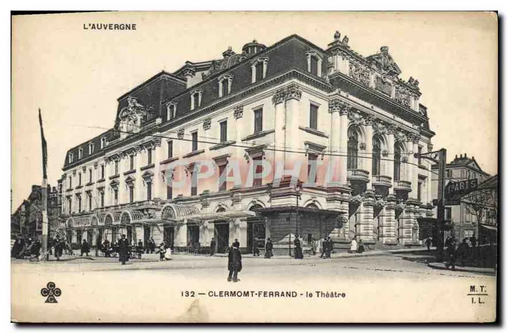 Clermont-Ferrand — A Vista do Teatro — A Auvergne, editor M.T. n°132 - Frente