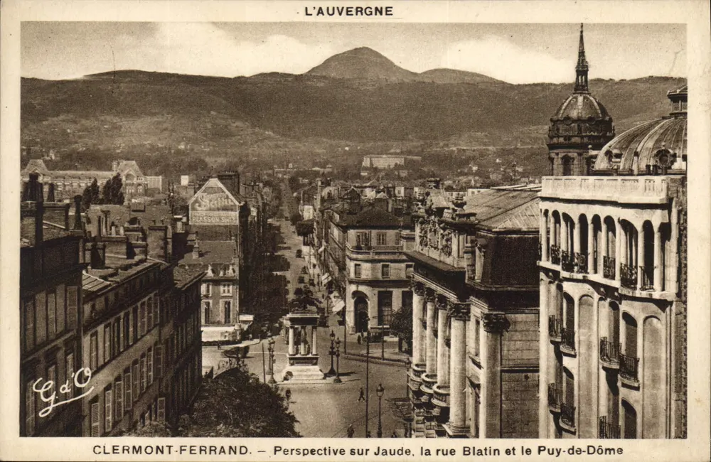 Clermont-Ferrand — Aussicht auf die Jaude, die Rue Blatin und den Puy-de-Dôme — G. d'O - Vorderseite