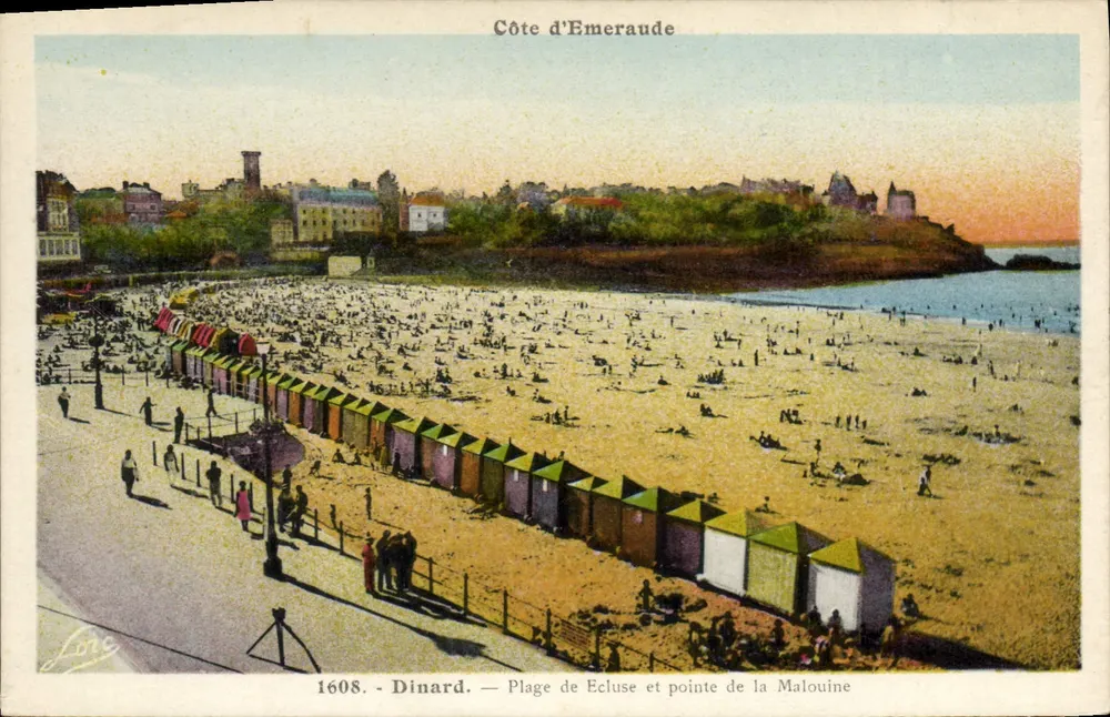 Dinard — Praia de Ecluse e ponta da Malouine — Côte d'Emeraude, editada por Linc, n° 1608 - Frente