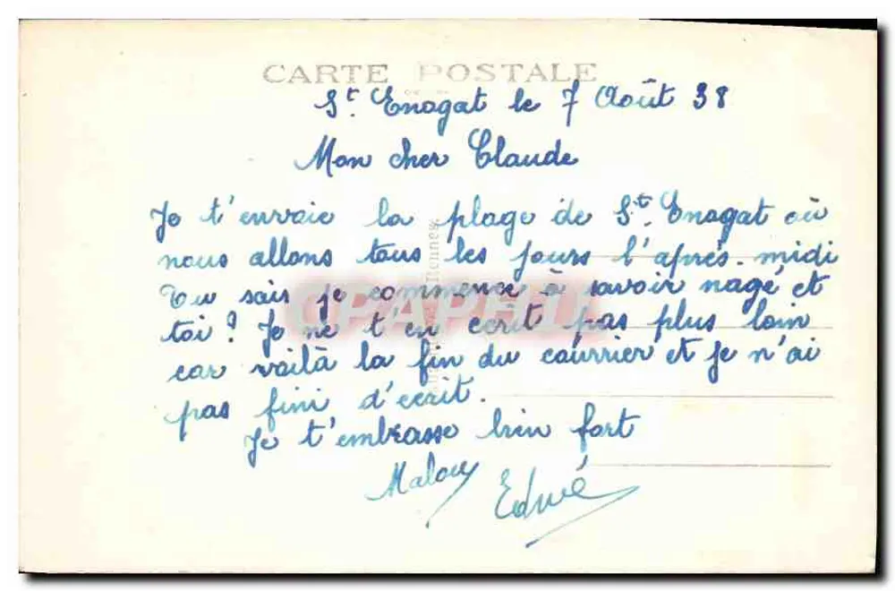 Dinard — Praia de Ecluse e ponta da Malouine — Côte d'Emeraude, editada por Linc, n° 1608 - Verso