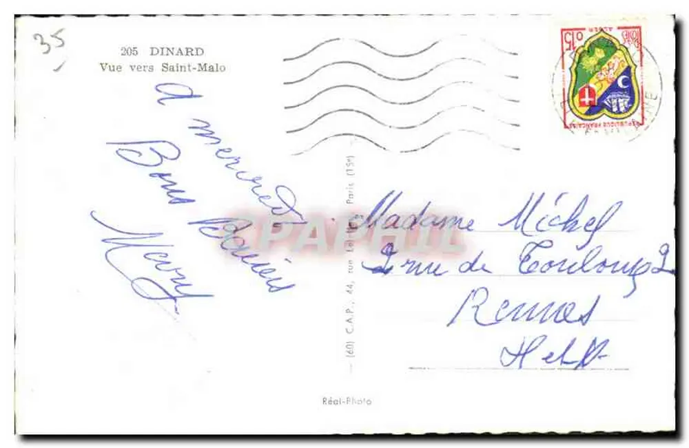 Vista para Saint-Malo — Dinard — C.A.P. (n° 205) - Verso