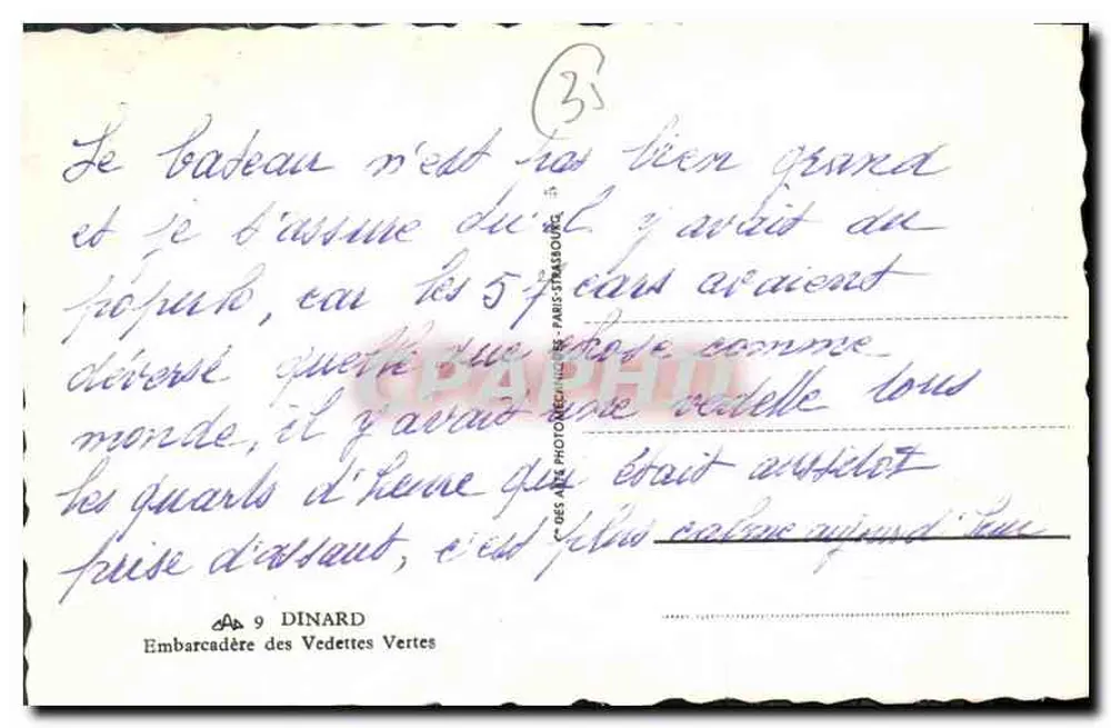 Embarcadouro das Vedettes Verdes — Dinard — editor A. 9 DINARD - Verso