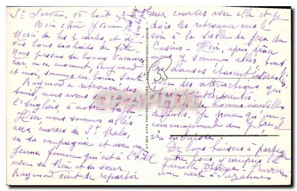 Dinard - Le Bric à Brac et l'Embarcadère des Vedettes Vertes — n° 113 — éditeur A. Des Ants Photocœuries - Verso