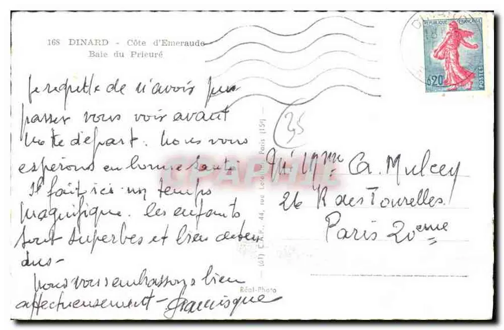 Bale do Prieuré — Dinard, Costa da Esmeralda — Réal-Photo, n°168 - Verso