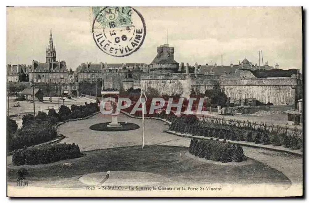 St-Malo - Der Square, das Schloss und das Tor Saint-Vincent — Verlag HLM, Nr. 1042 - Vorderseite