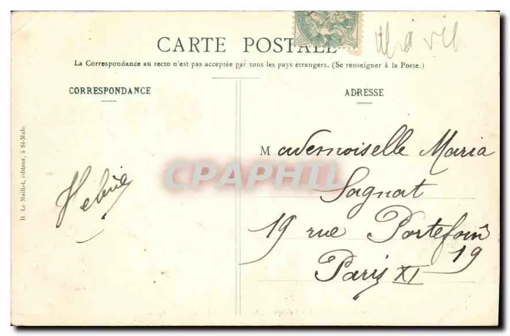 St-Malo - Der Square, das Schloss und das Tor Saint-Vincent — Verlag HLM, Nr. 1042 - Rückseite