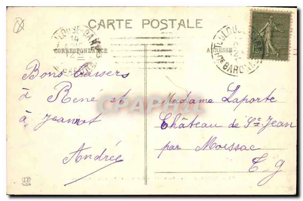 Toulouse - Die Ufer der Garonne und Pont Saint-Michel — Verleger: Lacombe Frères, Nr. 158 - Rückseite