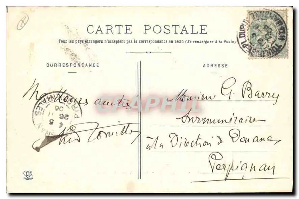 Toulouse — Faculdade de Ciências — Editor: Philadelphia Labouche frères, Toulouse, n° 109 - Verso