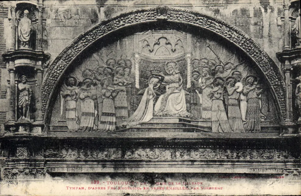 Toulouse - Der Tympan der Kathedrale, in emailiertem Ton, nach Fra Angelico, von Virébent - Vorderseite