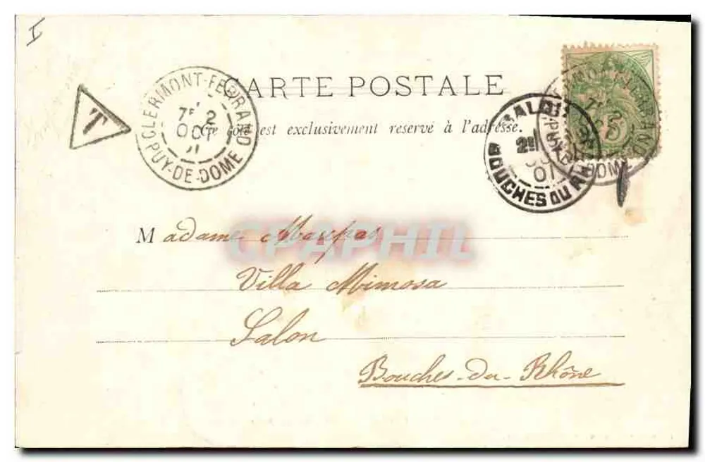 Clermont-Ferrand — Estátua de Blaise Pascal — Lib. Bougé Béal, 21 Rue de l’Ecu - Verso