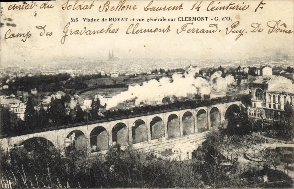 Viaduc de Royat et vue générale sur Clermont-Ferrand — Soldat Belfone Laurent, 14e centurié, n°526 - Recto