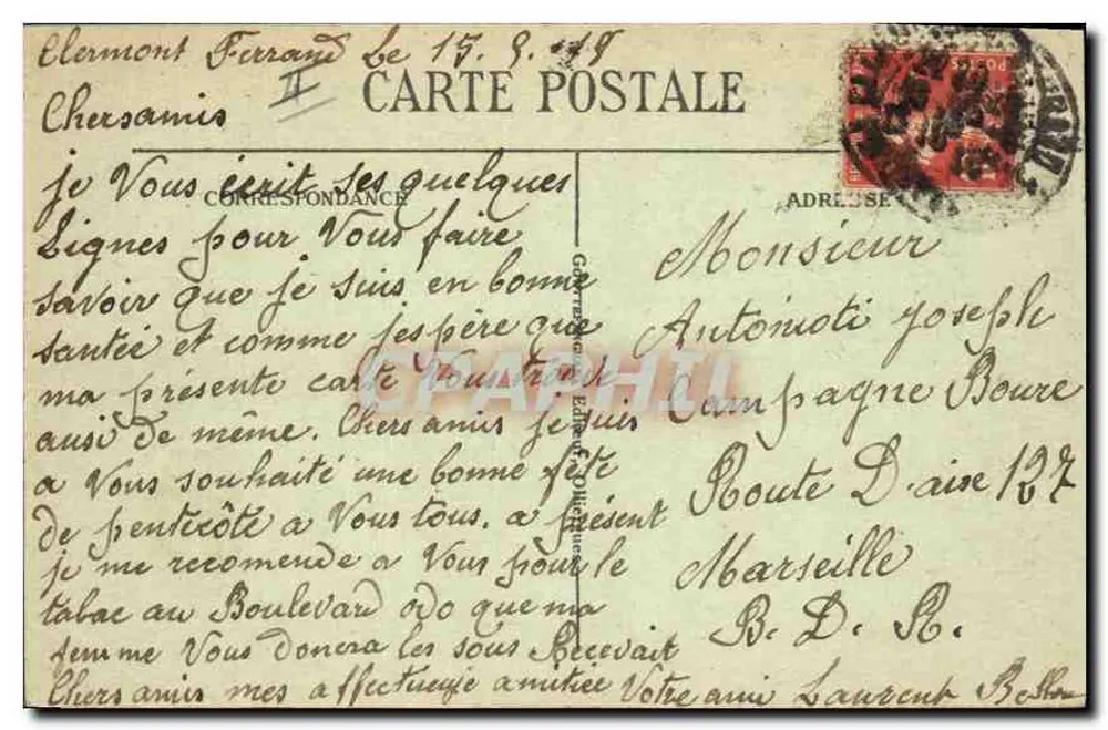 Viaduc de Royat et vue générale sur Clermont-Ferrand — Soldat Belfone Laurent, 14e centurié, n°526 - Verso