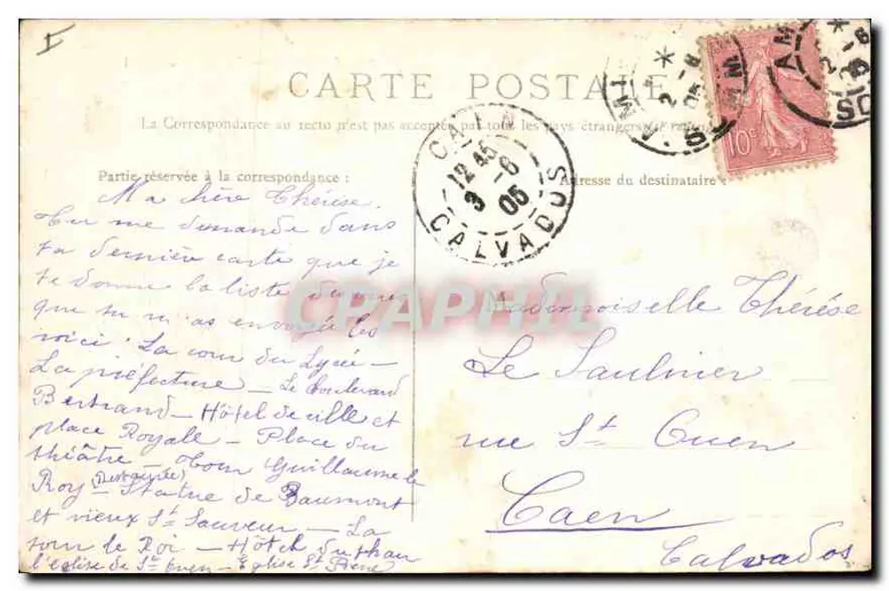 Amiens — A Câmara de Apelação — Edição especial das Nouvelles Galeries - Verso