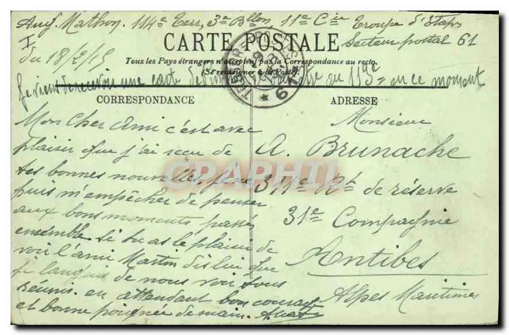 Amiens — L'Entrée du Cimetière de la Madeleine — LL. N° 156 - Verso