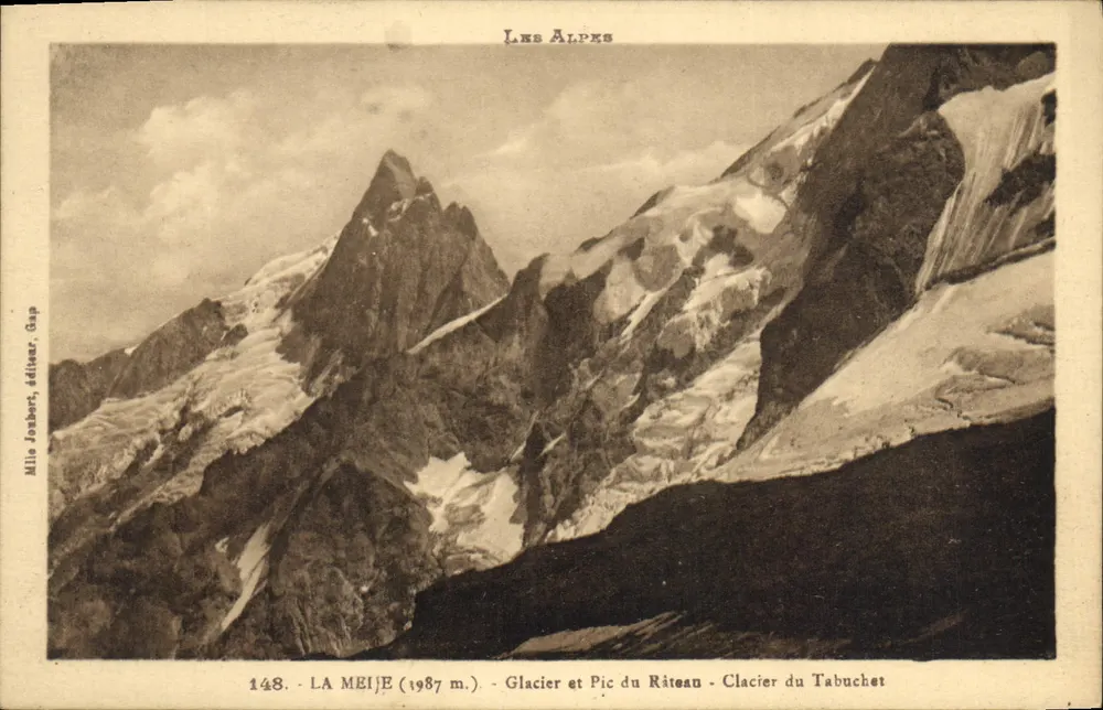 La Meije (1987 m.) — Gletscher und Gipfel des Râteau - Gletscher du Tabuchet — Mille Joubert, Verlag Gap, Nr. 148 - Vorderseite