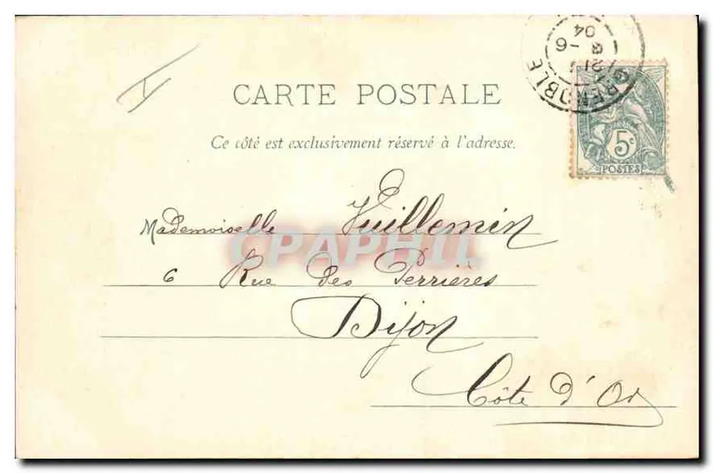 Grenoble — Die Kette der Alpen und die Ufer der Isère — Papeterie des Alpes Eug. Robert, Grenoble - Rückseite