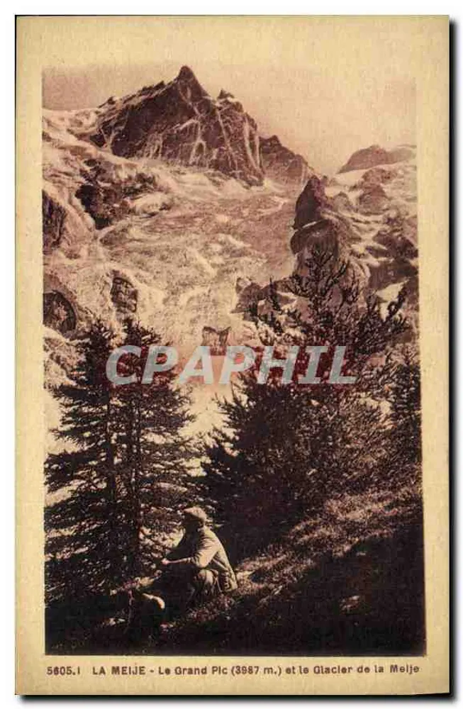 La Meije — Der Grand Pic (3587 m.) und der Glacier de la Meije — A. Hourlier, 5 Rue Génissieu - Grenoble - Vorderseite
