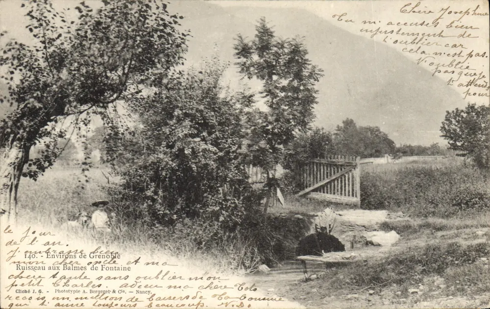 Ruisseau aux Balmes de Fontaine — Umgebung von Grenoble — Phototype A. Bergeret & Cie, Nancy, N°8 - Vorderseite