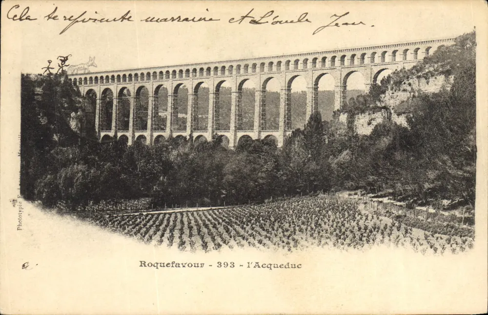 Roquefeuil - O Aqueduto — Vista do viaduto romano — Fototipia Roquefeuil - Frente