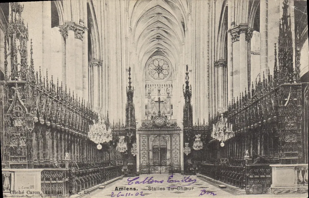 Amiens — Stalles do Coro — Cliché Caron, Amiens, V. E. 13 - Frente