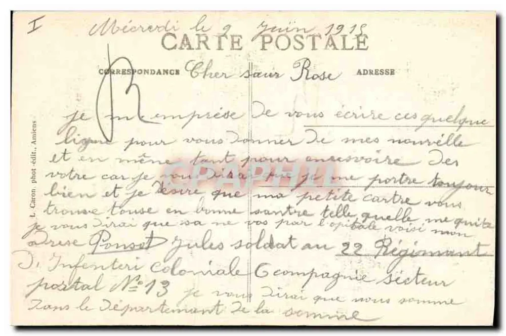 Amiens — Cathédrale prise à vol d’oiseau — L. Caron phot. édit. Amiens n°125 - Verso