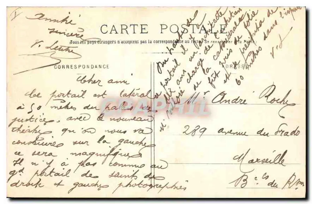 Amiens - Cathédrale - Portail de la Vierge dorée — I. Caron, phot.-édit., Amiens - Plaques Jouglais - Verso