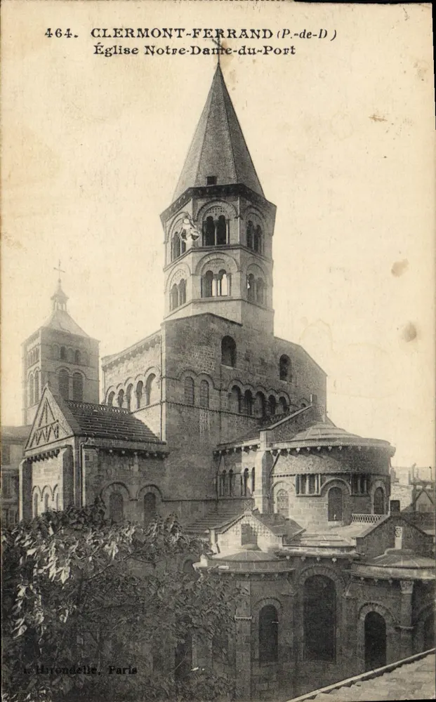 Clermont-Ferrand (P.-de-D) — Église Notre-Dame-du-Port — Éditeur : Lethrongelle, Paris, n° 464 - Recto
