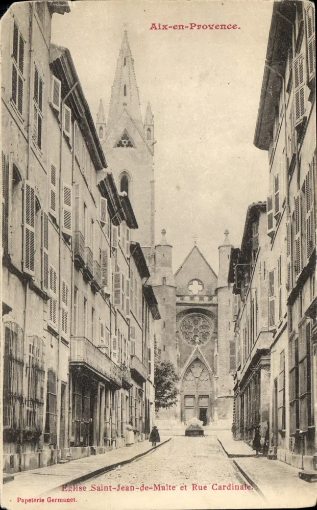 Aix-en-Provence — Kirche Saint-Jean-de-Malte und Rue Cardinale — Papeterie Germanet - Vorderseite