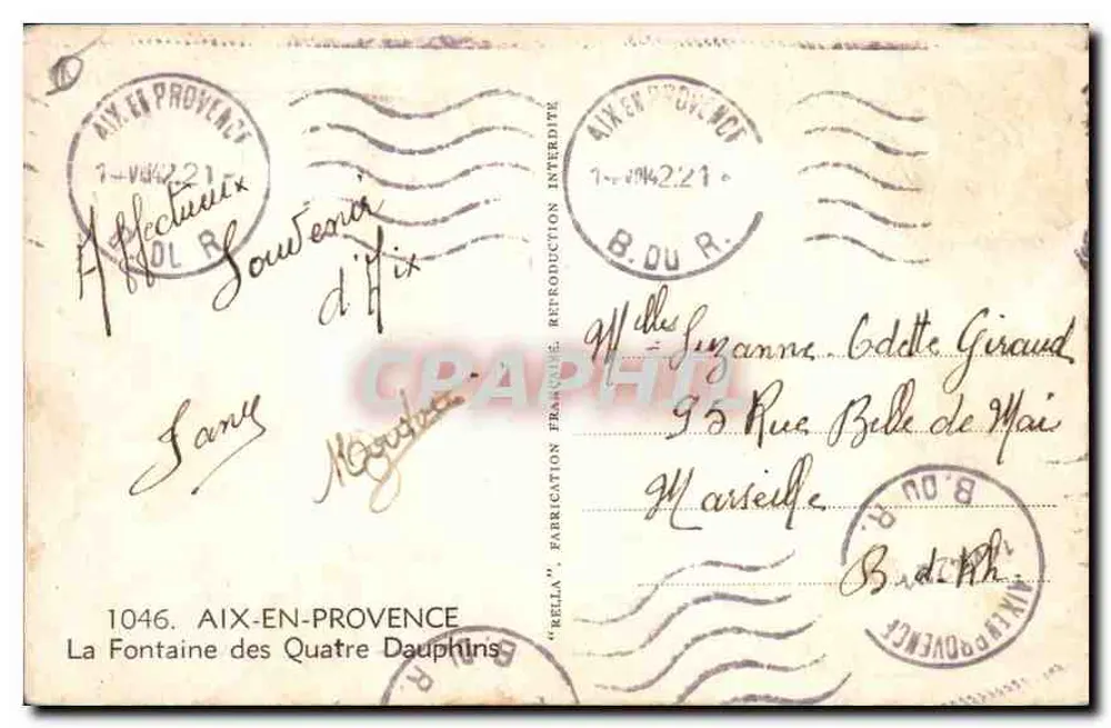 La Fontaine des Quatre Dauphins — Aix-en-Provence — veröffentlicht von Rella - Rückseite