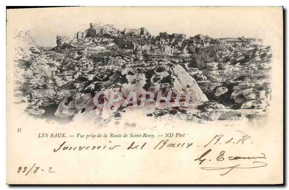 Les Baux — Ansicht vom Route de Saint-Rémy — ND Phot. M.S.R. - Vorderseite
