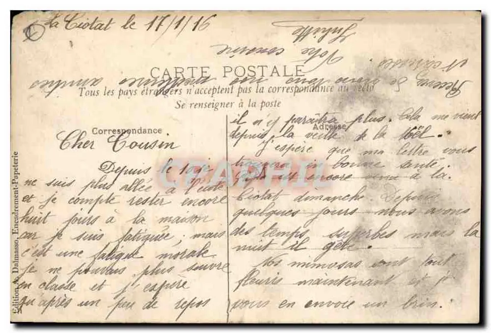 La Ciotat — Jachten am Hafen-Eingang — Edition A. Dalmaso, Rahmen-Eigentum - Rückseite