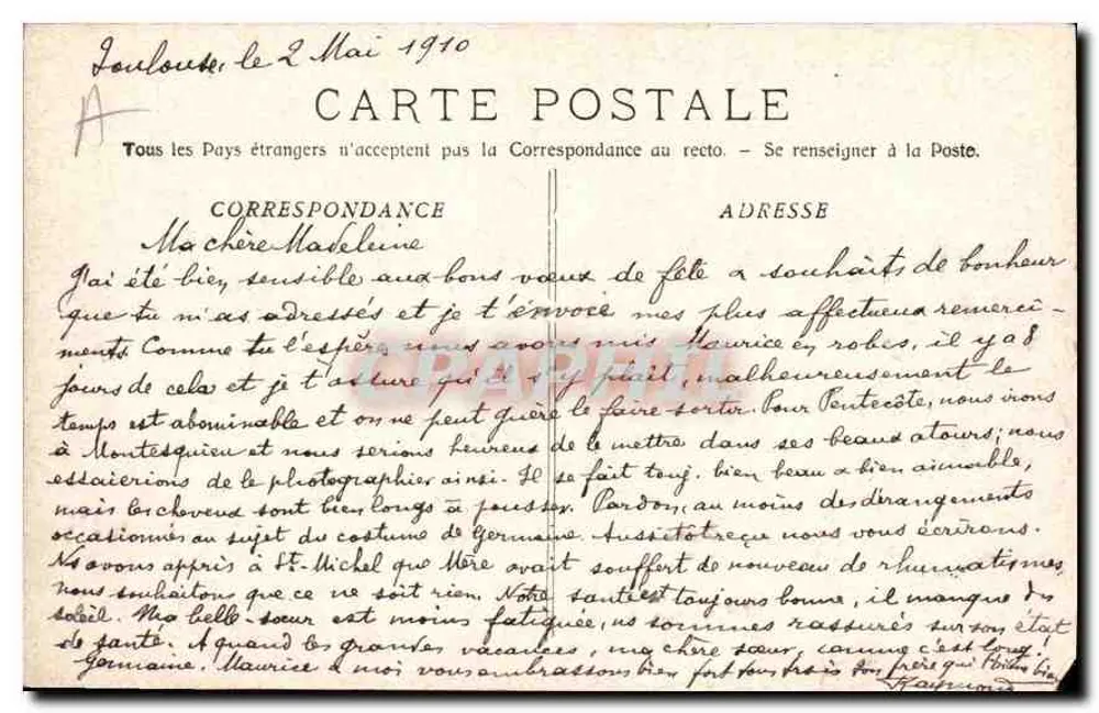 Les Baux — Casas Trogloditas — E. LEBON, Maîtrise - Verso