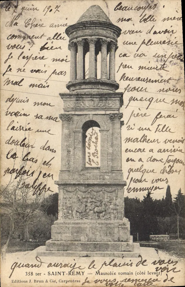 Saint-Rémy — Roman Mausoleum (east side) — Editions J. Brun & Cie, Carpentras - Front