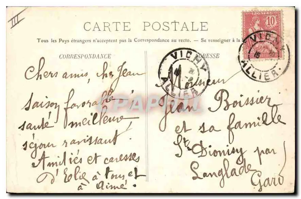 Vichy — L'Orario della Musica — LL. n°37 - Verso