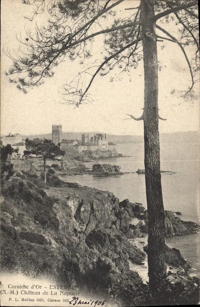 Corniche d'Or - Castillo de La Napoule — P. L. Maillan edit. Cannes 382 - Anverso