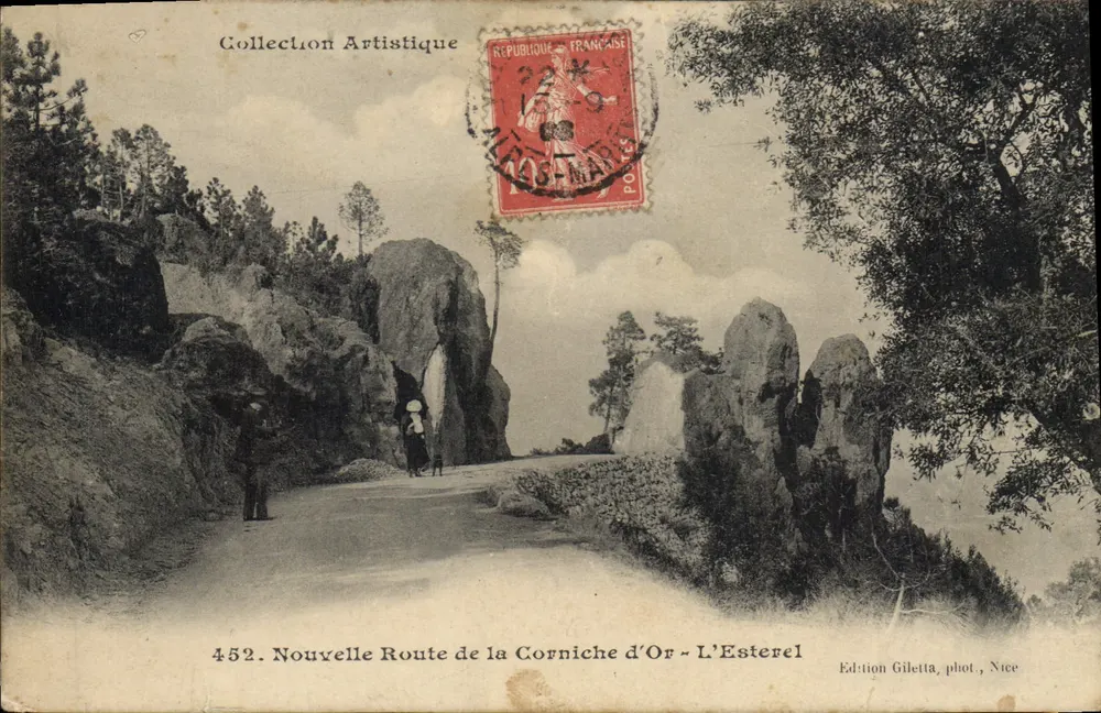 Nova Estrada da Corniche d'Or - L'Esterel — Coleção Artística, n°452, Edição Giletta, fot., Nice - Frente