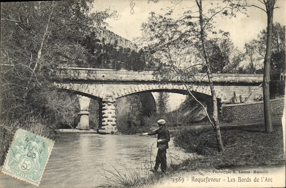 Roquefavour — De oevers van de Arc — Fototypie E. Lacour - Marseille - Voorkant