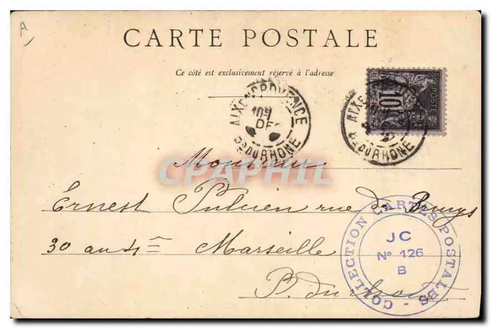 Ponte aqueduto de Roquefavour, perto de AIX-EN-PROVENCE — Aix-en-Provence, 29 de dezembro de 1909 — editor não identificado - Verso