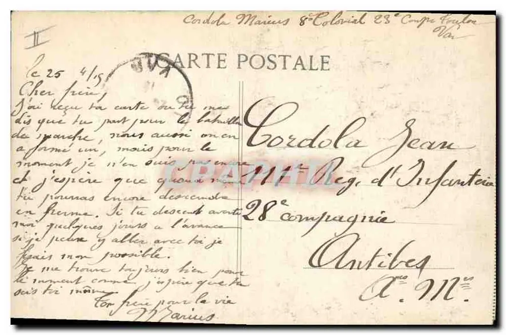 Toulon — O Porto — Gênio da Navegação — Editor E.D., n° 752 - Verso