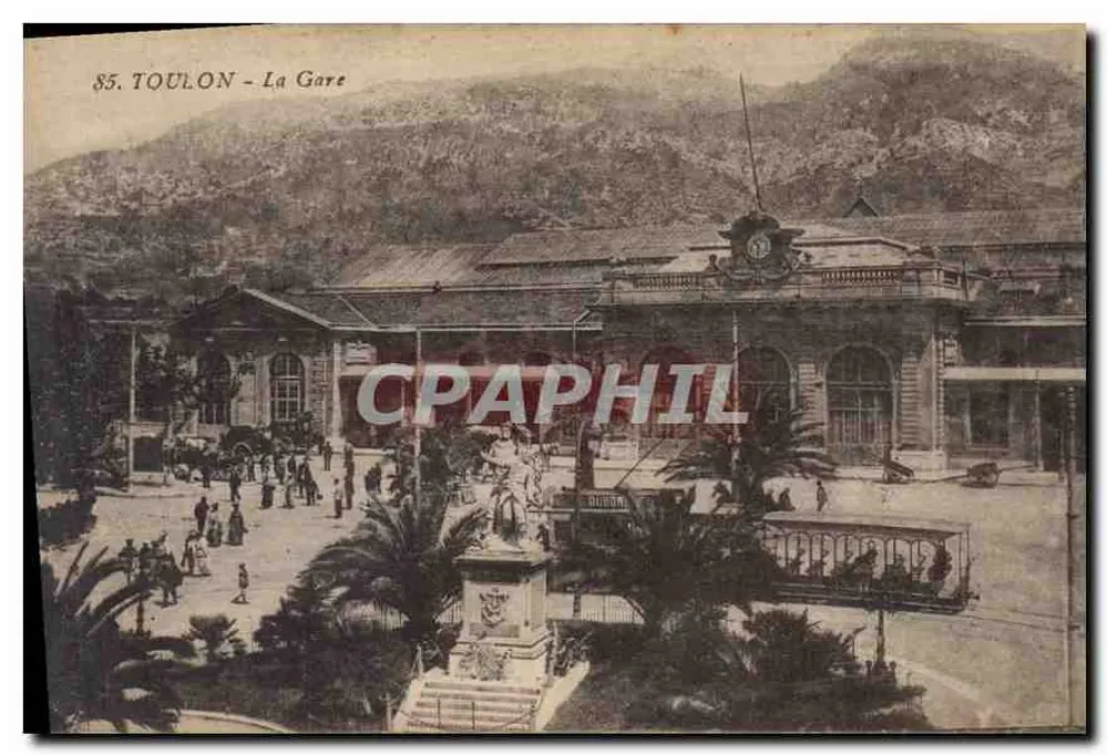 Toulon - A Estação — Bilhete postal antigo n°85, editor não visível - Frente